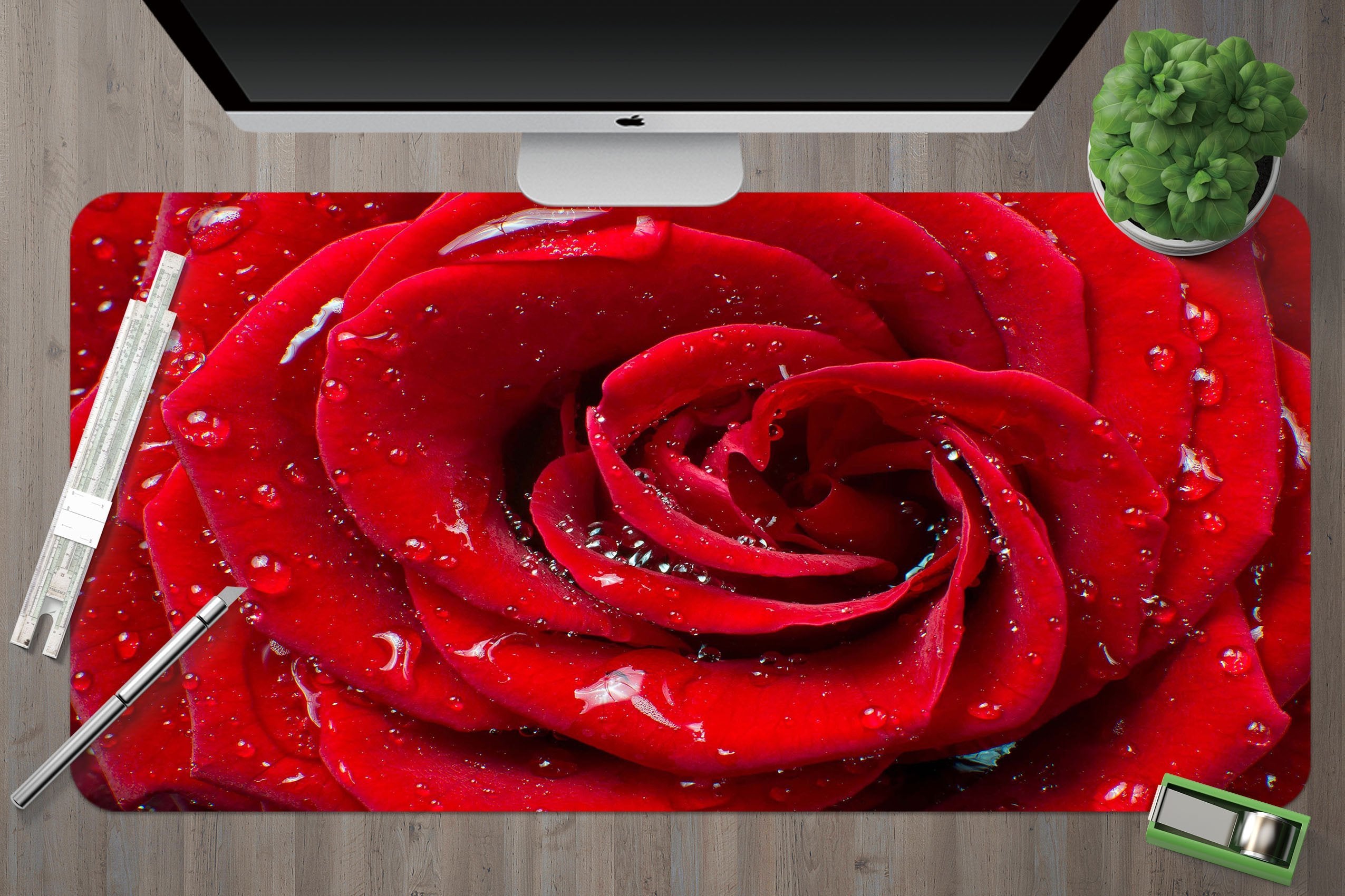 3D Rose Dewdrop 040 Desk Mat Mat AJ Creativity Home 