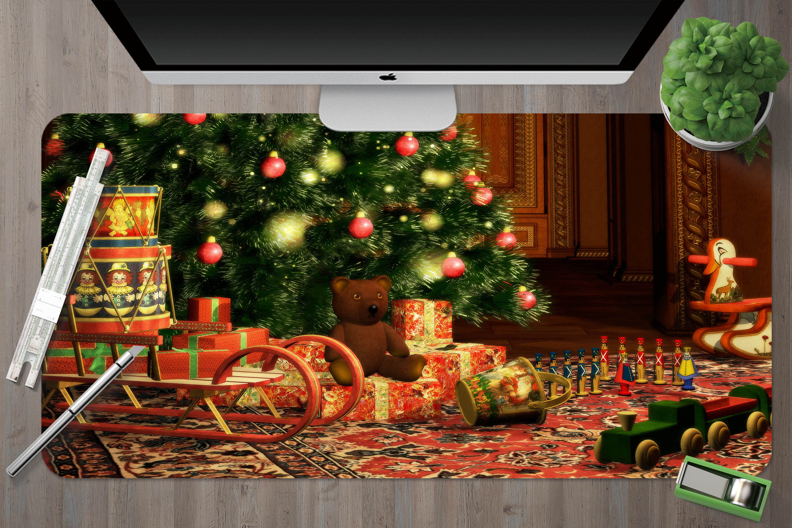 3D Gift Tree 1000 Christmas Desk Mat Xmas