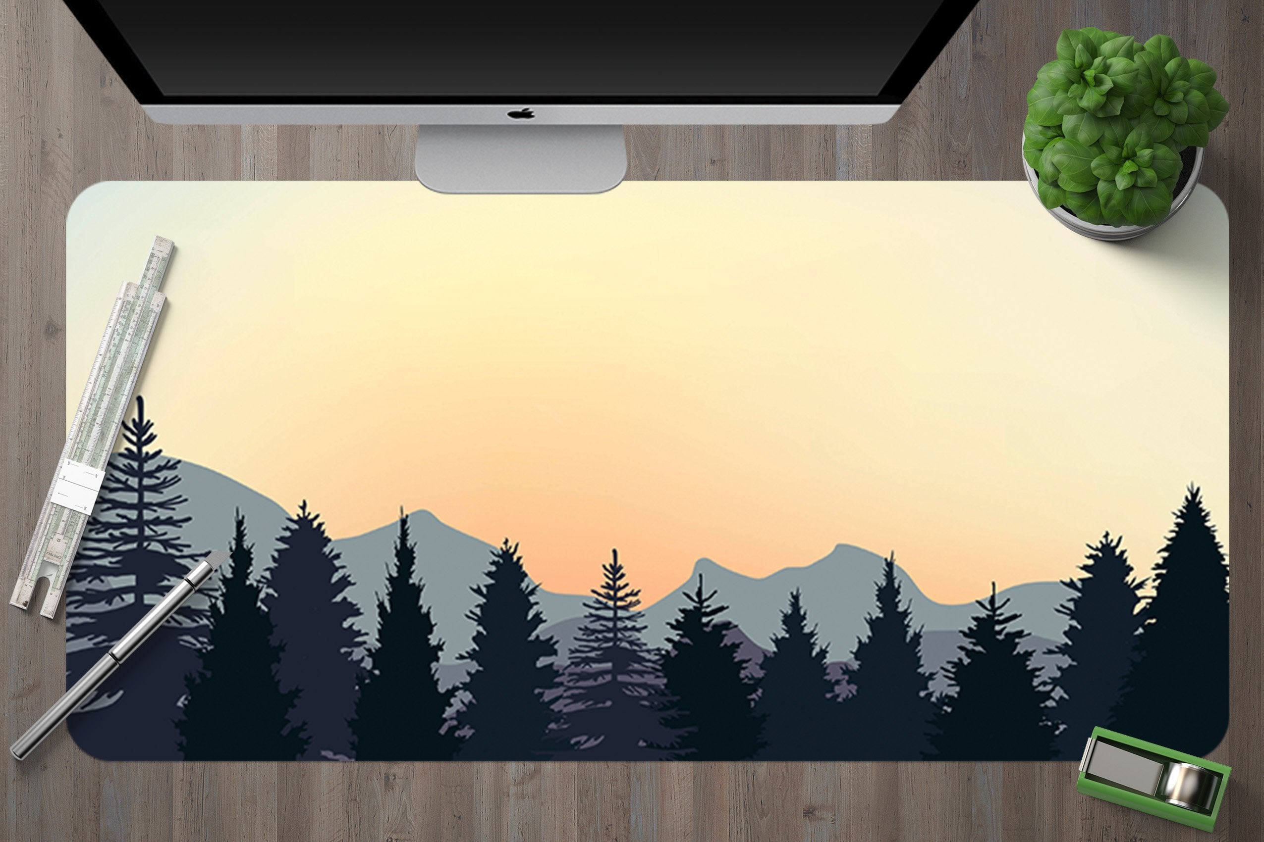 3D Forest Mountain 081 Desk Mat Mat AJ Creativity Home 