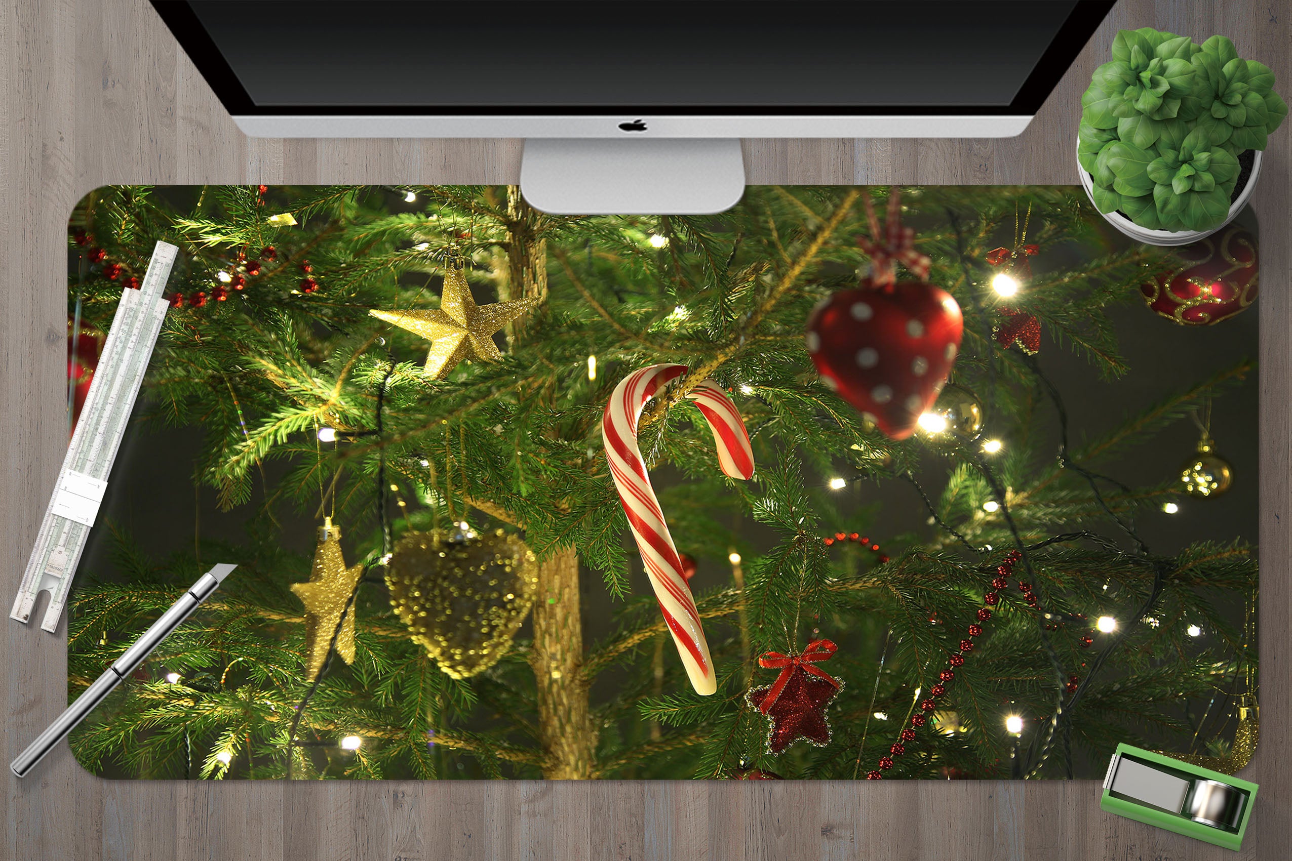 3D Tree Candy Cane Pendant 53163 Christmas Desk Mat Xmas