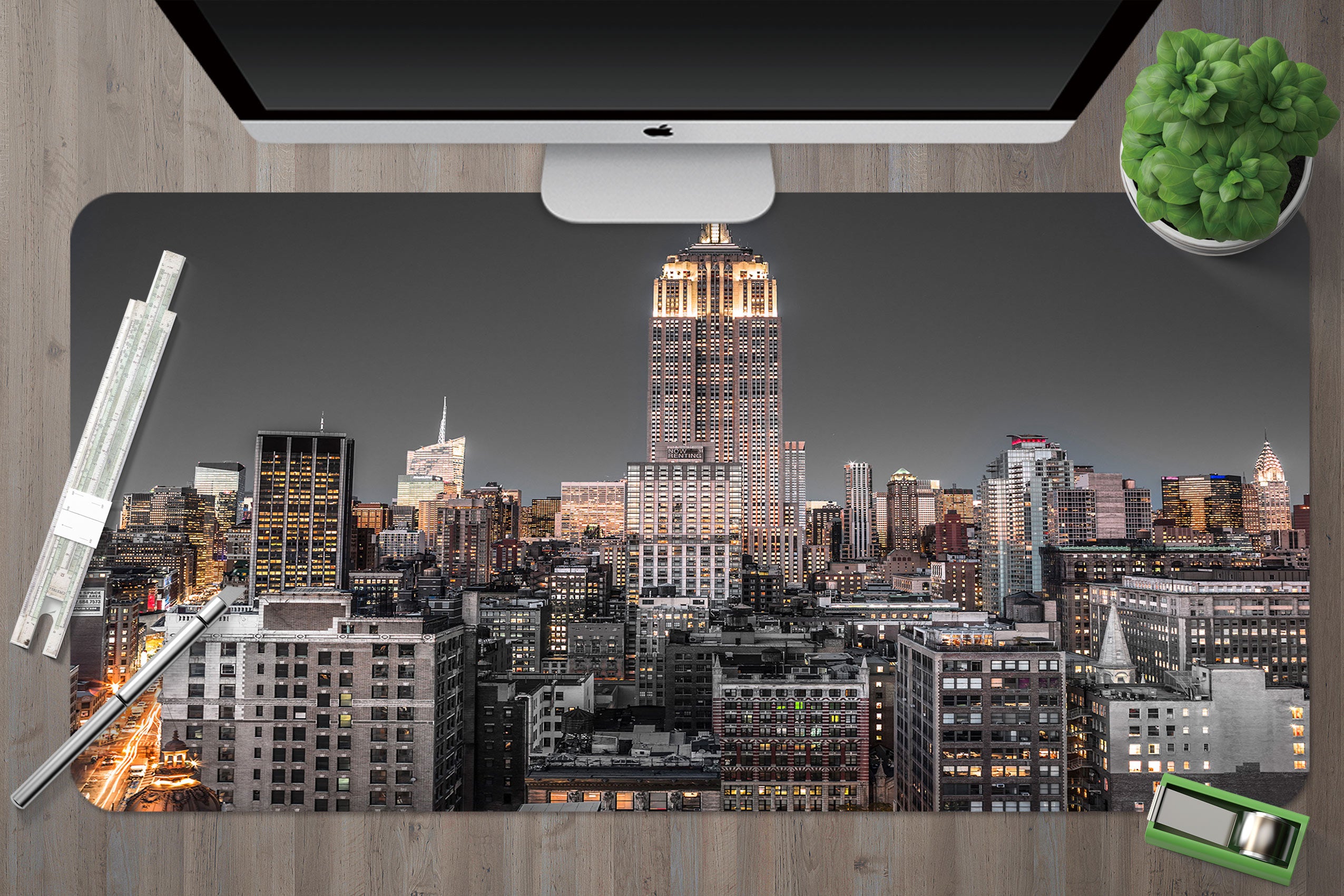 3D Night Building 123126 Assaf Frank Desk Mat