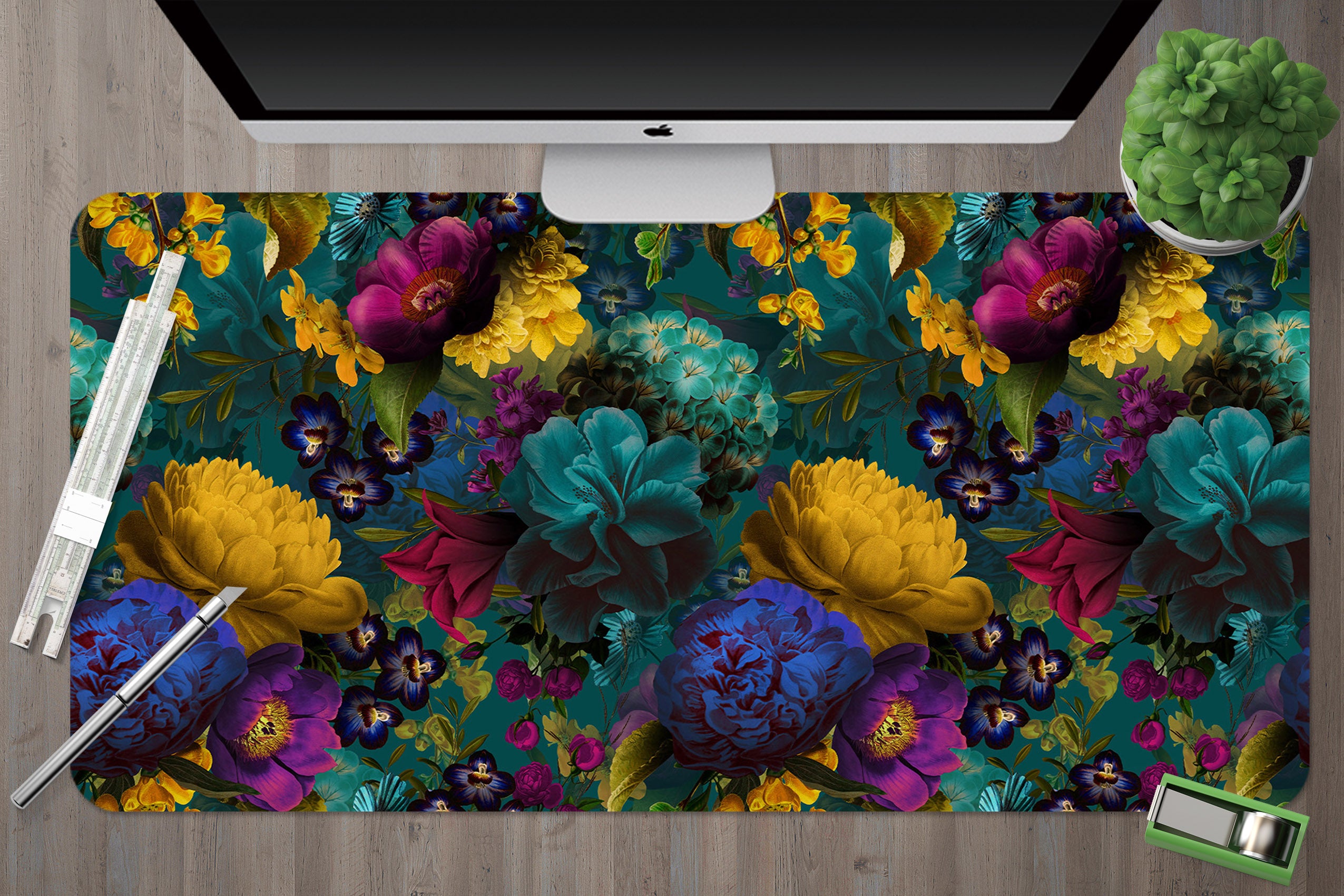 3D Colorful Flowers 120180 Uta Naumann Desk Mat