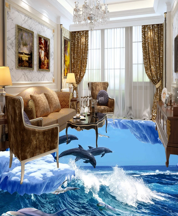 3D Iceberg Dolphin 536 Floor Mural  Wallpaper Murals Rug & Mat Print Epoxy waterproof bath floor