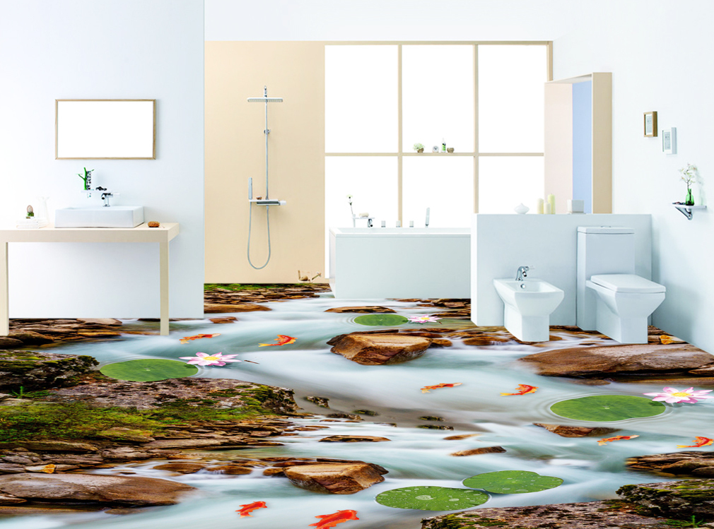 3D Lotus Flower 545 Floor Mural  Wallpaper Murals Rug & Mat Print Epoxy waterproof bath floor