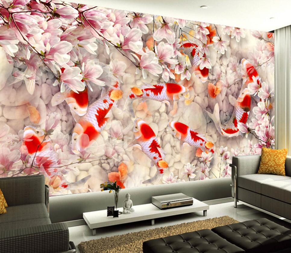 3D Peach Blossom Goldfish 1 Wallpaper AJ Wallpaper 1 