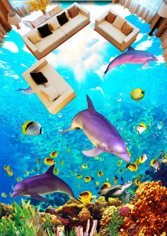 3D Docile Dolphins 092 Floor Mural Wallpaper AJ Wallpaper 2 