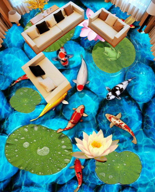 3D Pond Koi 342 Floor Mural  Wallpaper Murals Rug & Mat Print Epoxy waterproof bath floor