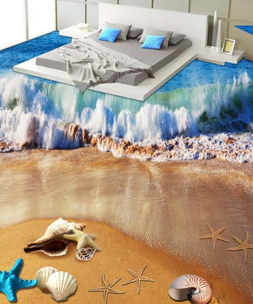 3D Beach Beautiful Wave Floor Mural Wallpaper AJ Wallpaper 2 