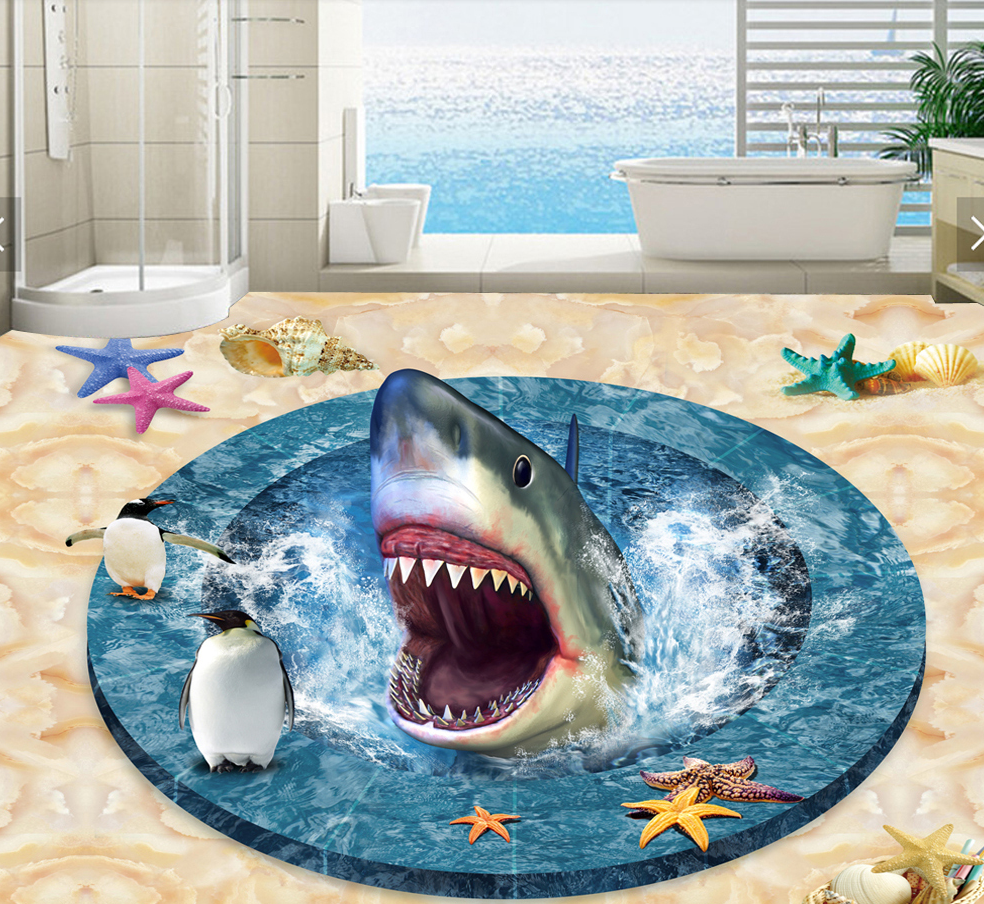 3D Ferocious Shark 598 Floor Mural  Wallpaper Murals Rug & Mat Print Epoxy waterproof bath floor