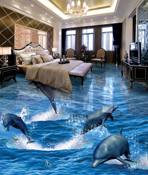 3D Regular Dolphin 338 Floor Mural  Wallpaper Murals Rug & Mat Print Epoxy waterproof bath floor