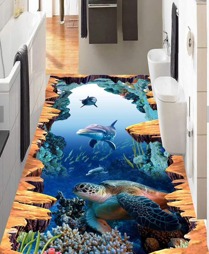 3D Deep Sea Dolphin 538 Floor Mural  Wallpaper Murals Rug & Mat Print Epoxy waterproof bath floor