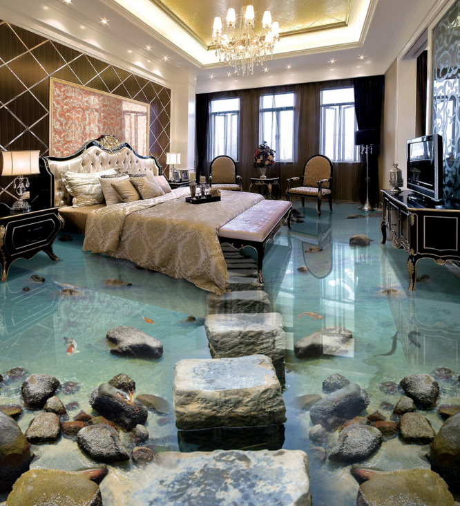 3D Shallow Water Stones 371 Floor Mural  Wallpaper Murals Rug & Mat Print Epoxy waterproof bath floor