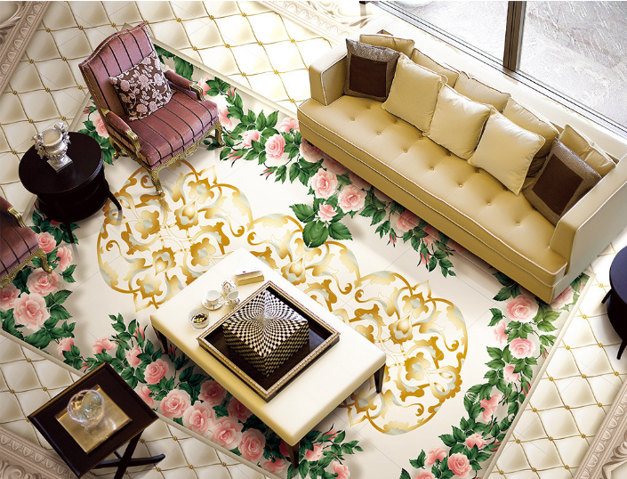 3D Round Flowers 300 Floor Mural  Wallpaper Murals Rug & Mat Print Epoxy waterproof bath floor