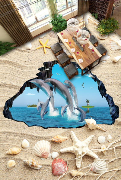 3D Free Dolphin 294 Floor Mural  Wallpaper Murals Rug & Mat Print Epoxy waterproof bath floor
