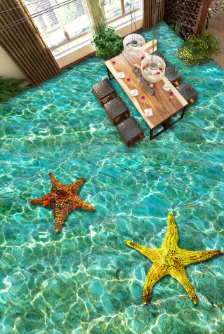 3D Two Starfish 281 Floor Mural  Wallpaper Murals Rug & Mat Print Epoxy waterproof bath floor