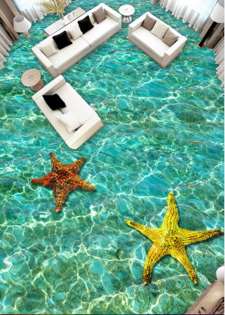 3D Two Starfish 281 Floor Mural  Wallpaper Murals Rug & Mat Print Epoxy waterproof bath floor