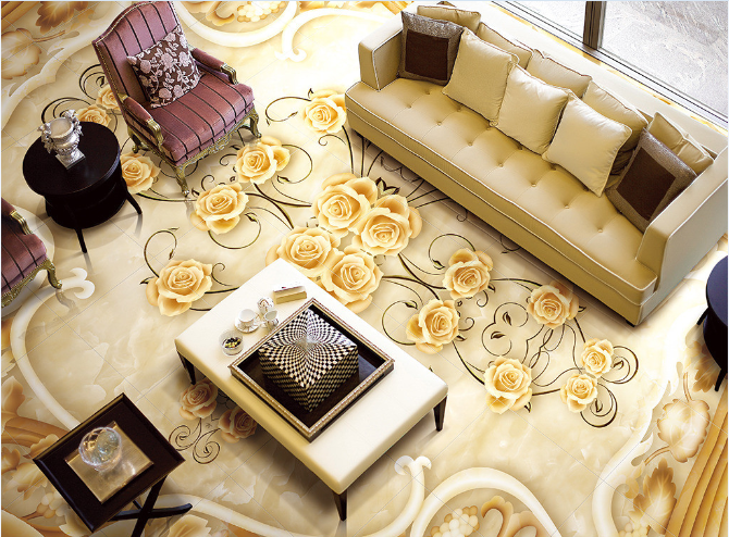 3D Golden Flowers 275 Floor Mural  Wallpaper Murals Rug & Mat Print Epoxy waterproof bath floor