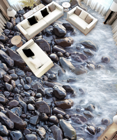 3D Stone River 080 Floor Mural Wallpaper AJ Wallpaper 2 