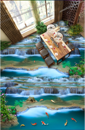 3D Running Water Koi 265 Floor Mural  Wallpaper Murals Rug & Mat Print Epoxy waterproof bath floor