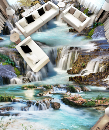 3D Valley Waterfall 263 Floor Mural  Wallpaper Murals Rug & Mat Print Epoxy waterproof bath floor