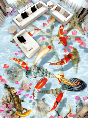 3D Pond Koi 260 Floor Mural  Wallpaper Murals Rug & Mat Print Epoxy waterproof bath floor