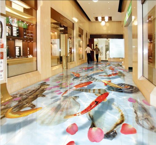 3D Pond Koi 260 Floor Mural  Wallpaper Murals Rug & Mat Print Epoxy waterproof bath floor