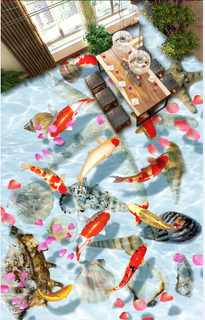 3D Big Goldfish 073 Floor Mural Wallpaper AJ Wallpaper 2 