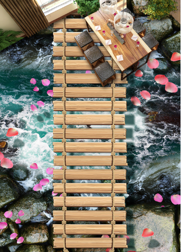 3D Small Wooden Bridge 068 Floor Mural Wallpaper AJ Wallpaper 2 