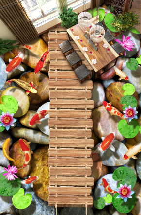 3D Wood Hanging Bridge Floor Mural Wallpaper AJ Wallpaper 2 