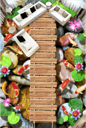 3D Small Fish Pond 066 Floor Mural Wallpaper AJ Wallpaper 2 
