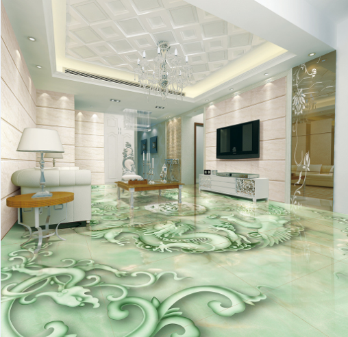 3D Green Dragon 252 Floor Mural  Wallpaper Murals Rug & Mat Print Epoxy waterproof bath floor