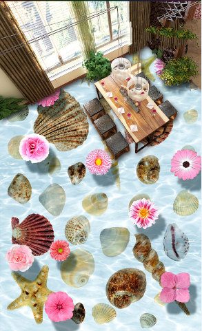3D Seashell 062 Floor Mural Wallpaper AJ Wallpaper 2 