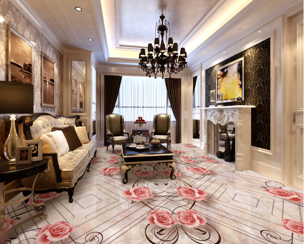 3D Rose Blossoms Floor Mural Wallpaper AJ Wallpaper 2 