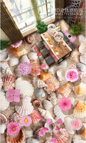 3D Conch Shells Floor Mural Wallpaper AJ Wallpaper 2 
