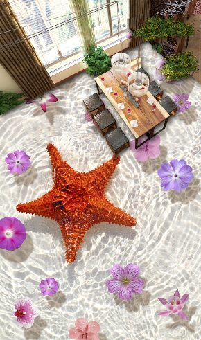 3D Starfish Flowers 244 Floor Mural  Wallpaper Murals Rug & Mat Print Epoxy waterproof bath floor