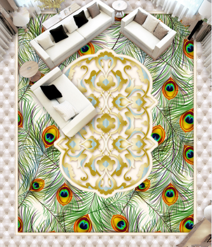 3D Peacock Feather 242 Floor Mural  Wallpaper Murals Rug & Mat Print Epoxy waterproof bath floor