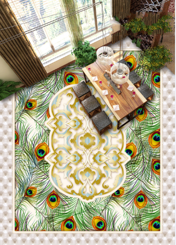 3D Peacock Feathers Floor Mural Wallpaper AJ Wallpaper 2 