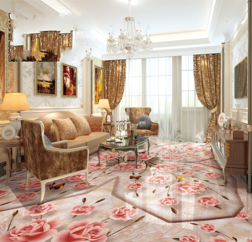 3D Pink Flowers 240 Floor Mural  Wallpaper Murals Rug & Mat Print Epoxy waterproof bath floor