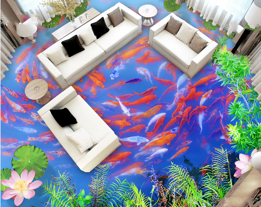 3D Koi Pond 236 Floor Mural  Wallpaper Murals Rug & Mat Print Epoxy waterproof bath floor