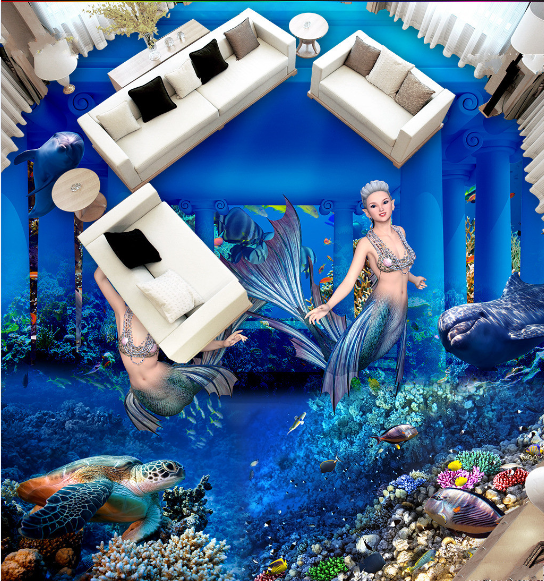3D Mysterious Mermaid 218 Floor Mural  Self-Adhesive Sticker Bathroom Non-slip Waterproof Flooring Murals
