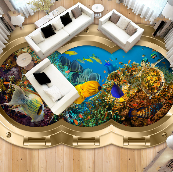3D Underwater World 217 Floor Mural  Self-Adhesive Sticker Bathroom Non-slip Waterproof Flooring Murals