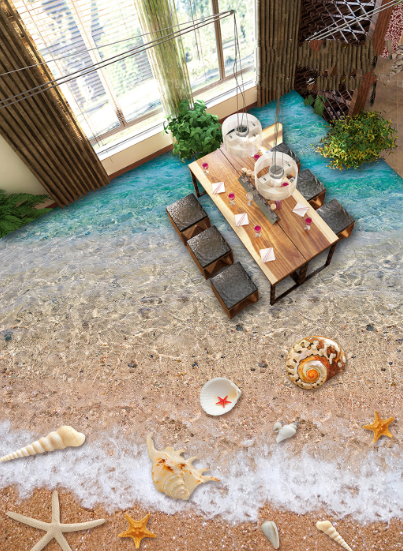 3D Beach Shells 216 Floor Mural  Self-Adhesive Sticker Bathroom Non-slip Waterproof Flooring Murals