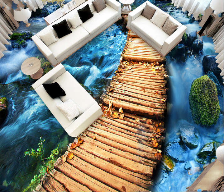 3D Wooden Road 205 Floor Mural  Self-Adhesive Sticker Bathroom Non-slip Waterproof Flooring Murals