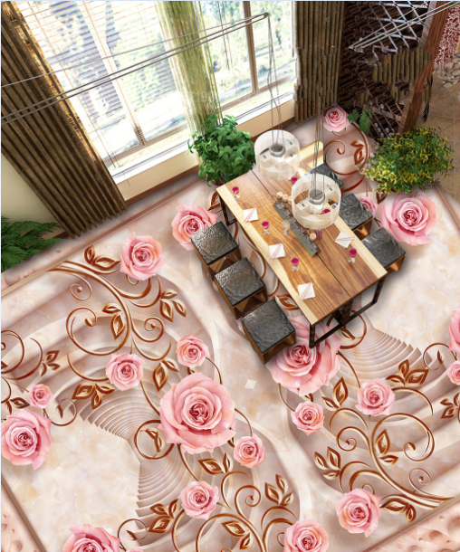3D Flower Rattan Floor Mural Wallpaper AJ Wallpaper 2 
