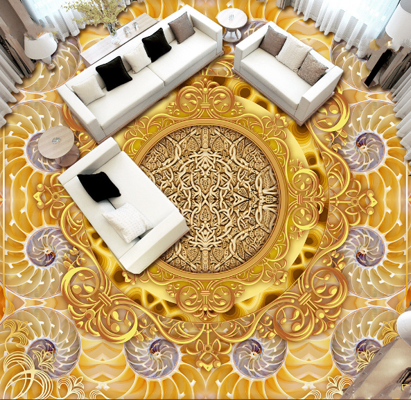 3D Golden Disc 193 Floor Mural  Self-Adhesive Sticker Bathroom Non-slip Waterproof Flooring Murals