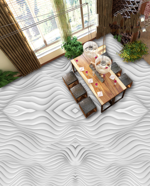 3D White Twists 192 Floor Mural  Self-Adhesive Sticker Bathroom Non-slip Waterproof Flooring Murals