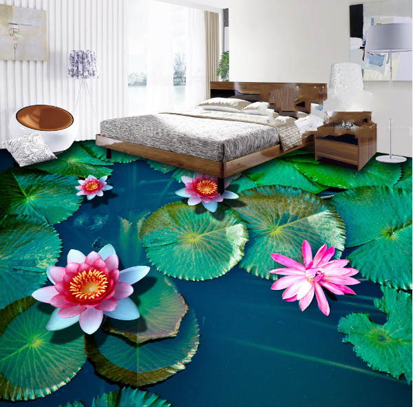 3D Beautiful Water Lily Floor Mural Wallpaper AJ Wallpaper 2 