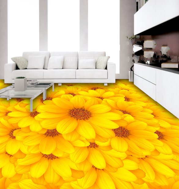3D Yellow Flowers 460 Floor Mural  Wallpaper Murals Rug & Mat Print Epoxy waterproof bath floor