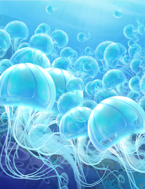 3D Jellyfish Floor Mural Wallpaper AJ Wallpaper 2 