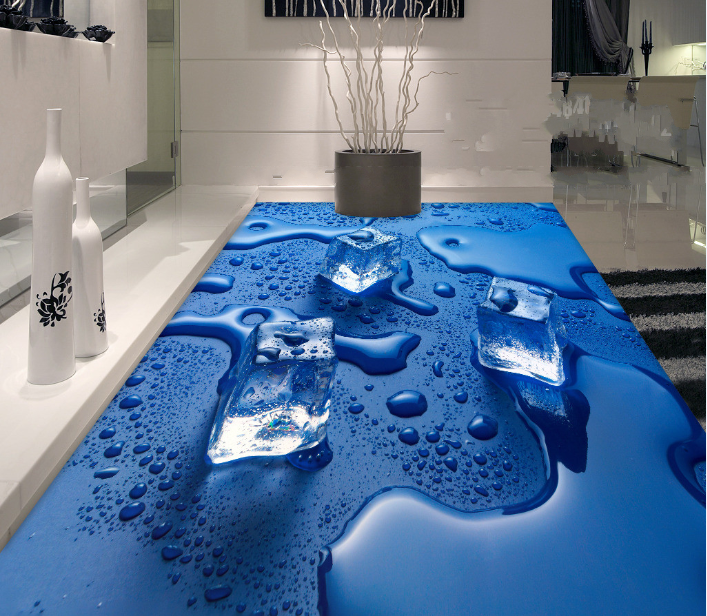 3D Blue Ice Cube 450 Floor Mural  Wallpaper Murals Rug & Mat Print Epoxy waterproof bath floor